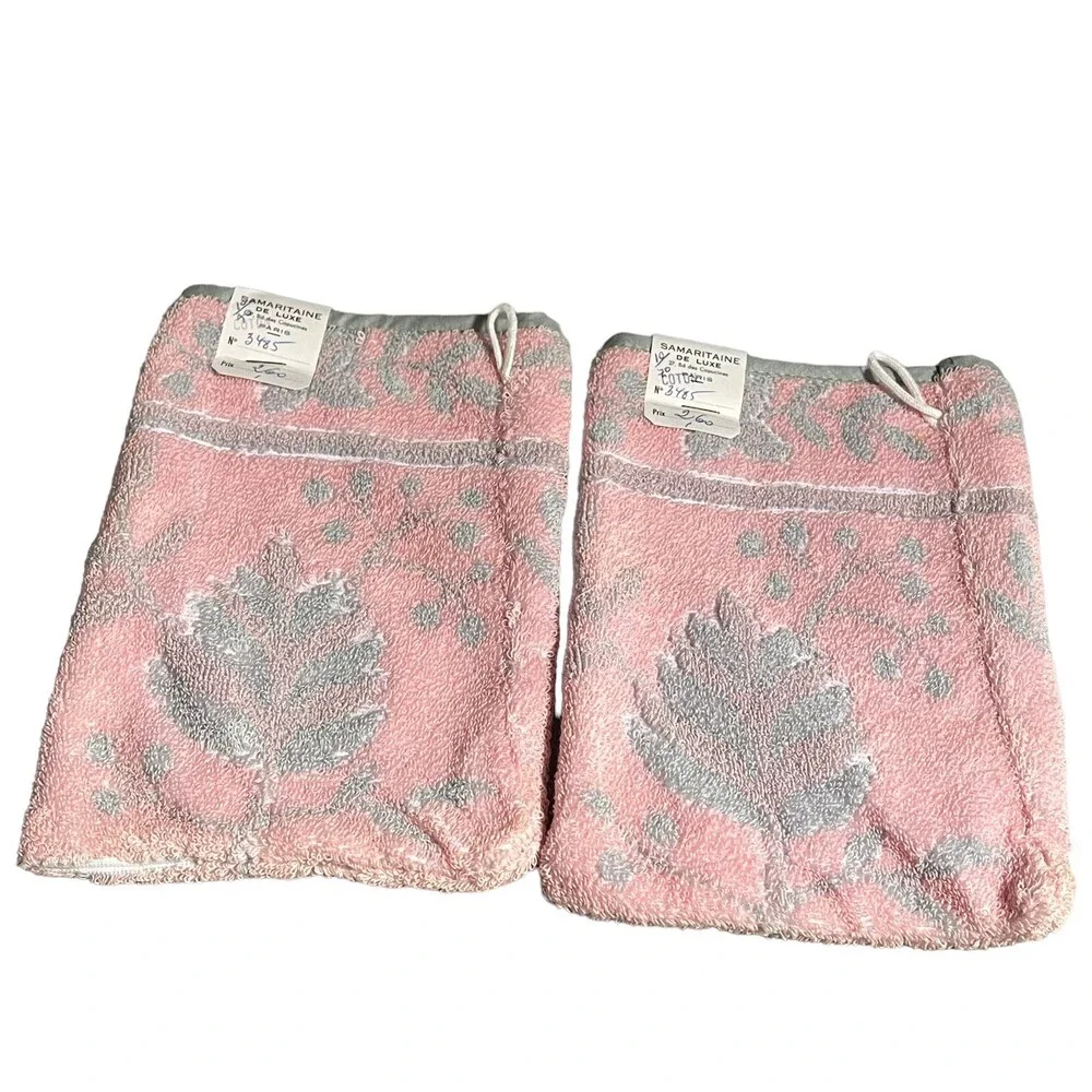 VTG Samaritaine De Luxe Bath Mitt Glove Cotton French Terry Washcloth Hand Towel